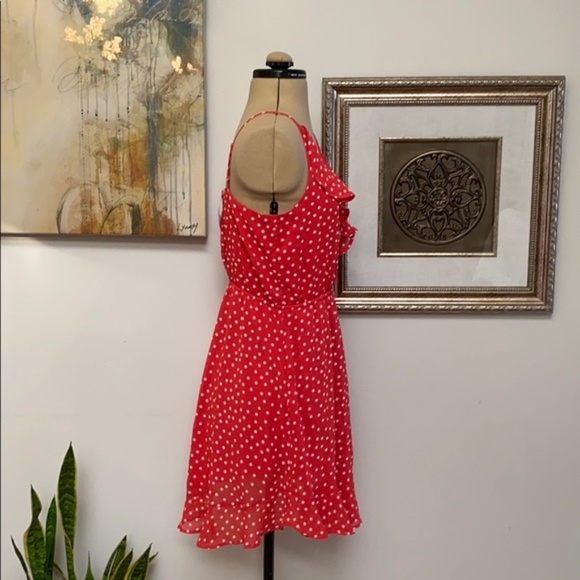 Divided red dress with white polka dots - Picture 4 of 6